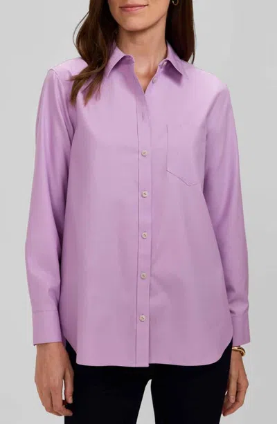 Foxcroft Non-iron Boyfriend Button-up Shirt In Purple