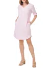 Shop Foxcroft Nyc Womens Linen V-neck Tunic Dress In Multi