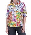 Foxcroft Olivia Floral Ruffle Sleeve Button-up Shirt