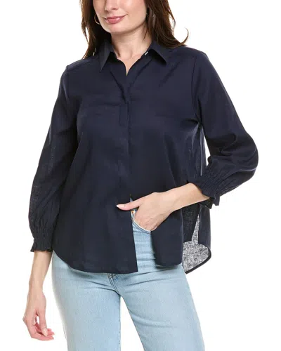 Foxcroft Olivia Linen-blend Shirt In Black