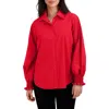 Foxcroft Agnes Split Cuff Popover Blouse In Simply Red