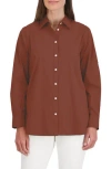 Foxcroft Oversize Cotton Blend Button-up Shirt In Macchiato