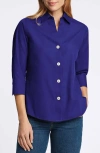 Foxcroft Paige Button-up Blouse In Blue