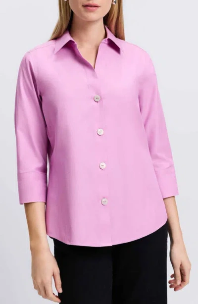 Foxcroft Paige Button-up Blouse In Rose Quartz