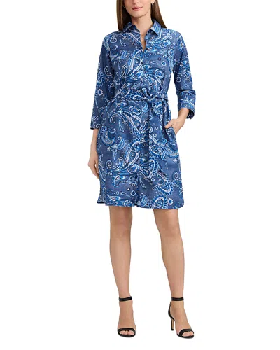 FOXCROFT PAISLEY BUTTON FRONT 3/4 SLEEVE DRESS