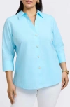 Foxcroft Paityn Button-up Shirt In Soft Aqua