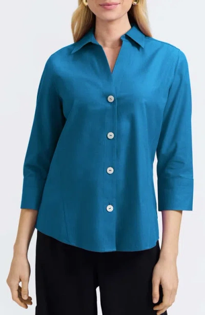 Foxcroft Paityn Non-iron Cotton Shirt In Blue