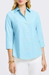 Foxcroft Paityn Non-iron Cotton Shirt In Soft Aqua