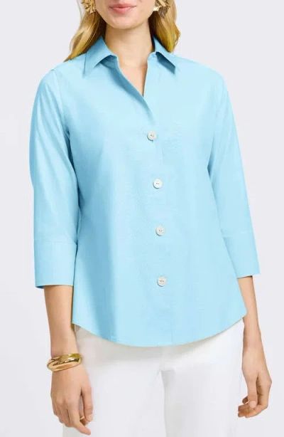 Foxcroft Paityn Non-iron Cotton Shirt In Soft Aqua