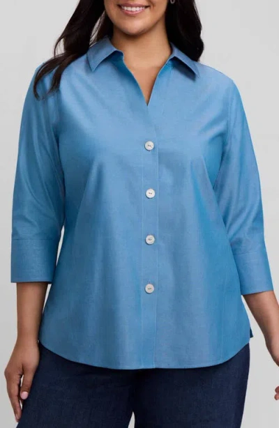Foxcroft Paityn Non-iron Button-up Shirt In Blue