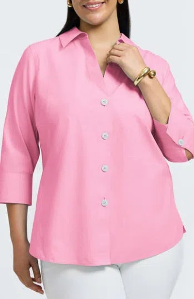 Foxcroft Paityn Non-iron Button-up Shirt In Pink Sea Glass
