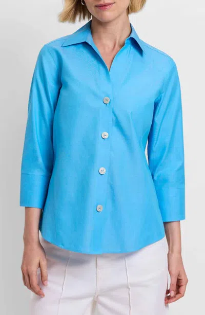 Foxcroft Paityn Non-iron Cotton Shirt In Blue