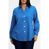 Foxcroft Paityn Stripe Cotton Button-up Shirt In Cobalt Blue White