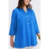 Foxcroft Pamela Non-iron Stretch Tunic Blouse In Blue