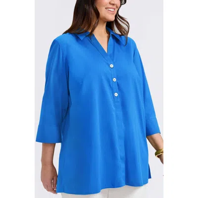 Foxcroft Pamela Non-iron Stretch Tunic Blouse In Blue
