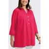 Foxcroft Pamela Non-iron Stretch Tunic Blouse In Red