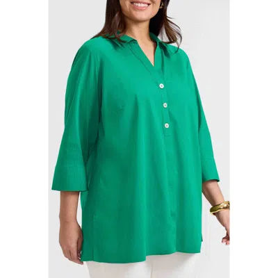 Foxcroft Pamela Non-iron Stretch Tunic Blouse In Green