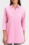 Foxcroft Pamela Stretch Button-up Tunic In Pink