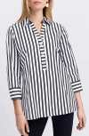 FOXCROFT FOXCROFT PAMELA STRIPE COTTON BLEND TUNIC SHIRT