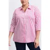 Foxcroft Pamela Stripe Cotton Blend Tunic Shirt In Ruby Pink/ White