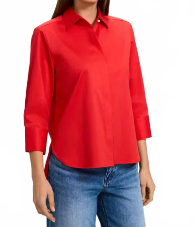 Foxcroft Pearl 3/4 Matte Shirt In Scarlet Red