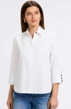 Foxcroft Pearl Three-quarter Sleeve Button-up Shirt In White