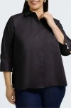 Foxcroft Pearly Cotton Blend Button-up Shirt In Black