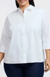 Foxcroft Pearly Cotton Blend Button-up Shirt In White