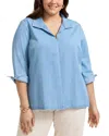 Foxcroft Plus Agnes Denim Shirt In Blue