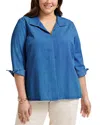 Foxcroft Plus Agnes Denim Shirt In Blue