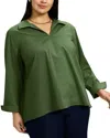 Foxcroft Plus Agnes Stretch Shirt In Basil