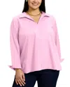 Foxcroft Plus Agnes Stretch Shirt In Bubblegum