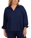 Foxcroft Plus Agnes Stretch Shirt In Navy