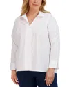 Foxcroft Plus Agnes Stretch Shirt In White
