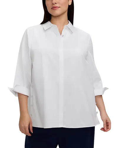 Foxcroft Plus Beatrice Three Quarter Sleeve Tunic Shirt In White