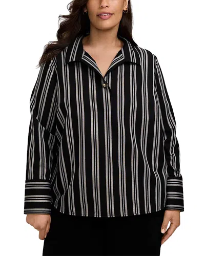 Foxcroft Plus Catalina Lurex Striped Shirt In Multi