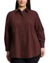 Foxcroft Plus Cici Non Iron Tunic Top In Brown