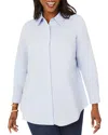 Foxcroft Plus Cici Non Iron Tunic Top In Blue Wave