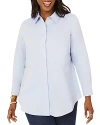 Foxcroft Plus Cici Non Iron Tunic Top In Blue Wave