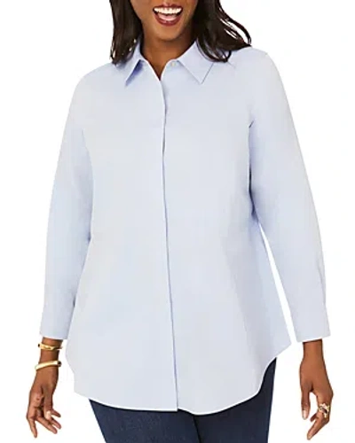 Foxcroft Plus Cici Non Iron Tunic Top In Blue Wave