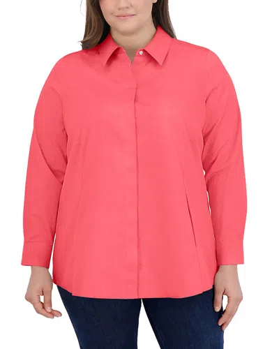 Foxcroft Plus Cici Non Iron Tunic Top In Simply Red