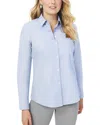 Foxcroft Plus Dianna Long Sleeve Shirt In Blue Wave