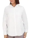 Foxcroft Plus Dianna Long Sleeve Shirt In White