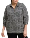 Foxcroft Plus Frankie Popover Top In Black