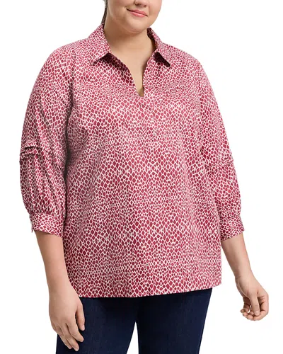 Foxcroft Plus Frankie Popover Top In Ruby Red