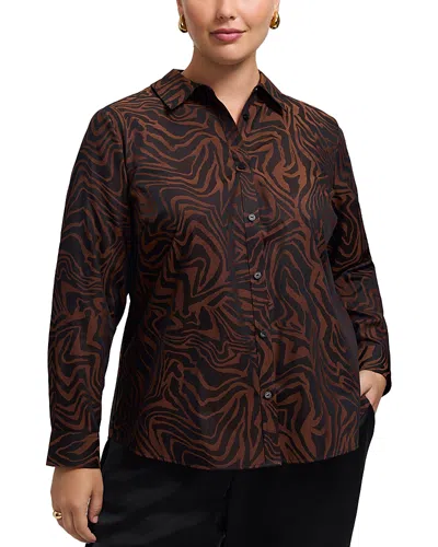 Foxcroft Plus Hampton Zebra Print Shirt In Brown