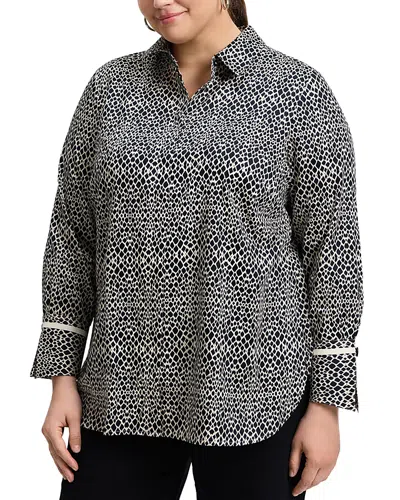 Foxcroft Plus Iris Sateen Shirt In Black