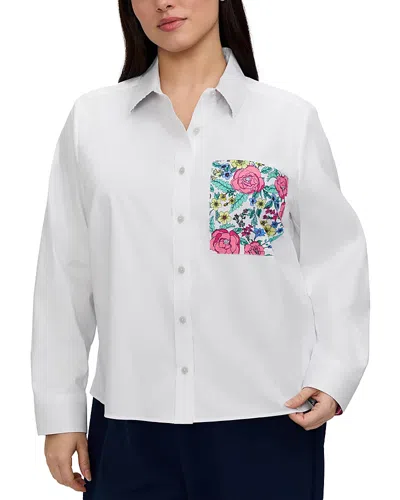 Foxcroft Plus Jodie Long Sleeve Matte Sateen Shirt In Multi