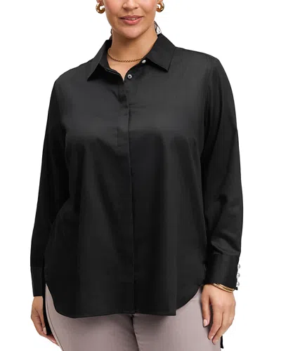 Foxcroft Plus Long Sleeve Matte Shirt In Black