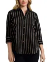 Foxcroft Plus Margie Striped Shirt In Black